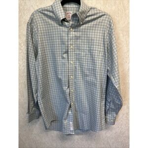 Brooks Brothers Mens Pastel Shirt Sz S Blue Yellow Gingham  Plaid Preppy